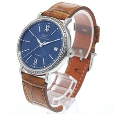 IWC PORTOFINO 37 IW458111 37mm SS Leather Navy Dial Automatic Date #C250 2