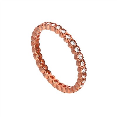 Vorsteckring 9 kt Rotgold & klarer Zirkonia-Kristall voller Ewigkeit Größe I-U