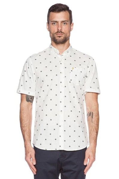 Men Farah Slim Fit White Multi-Print 38 / M / 46
