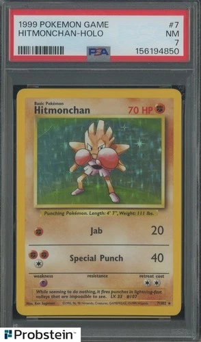 1999 Pokemon Game Base #7 Hitmonchan Holo PSA 7 NM