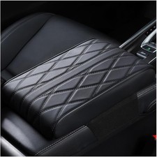 Center Console Armrest Cover For Rv And Suv Black Soft Leather Memory Foam