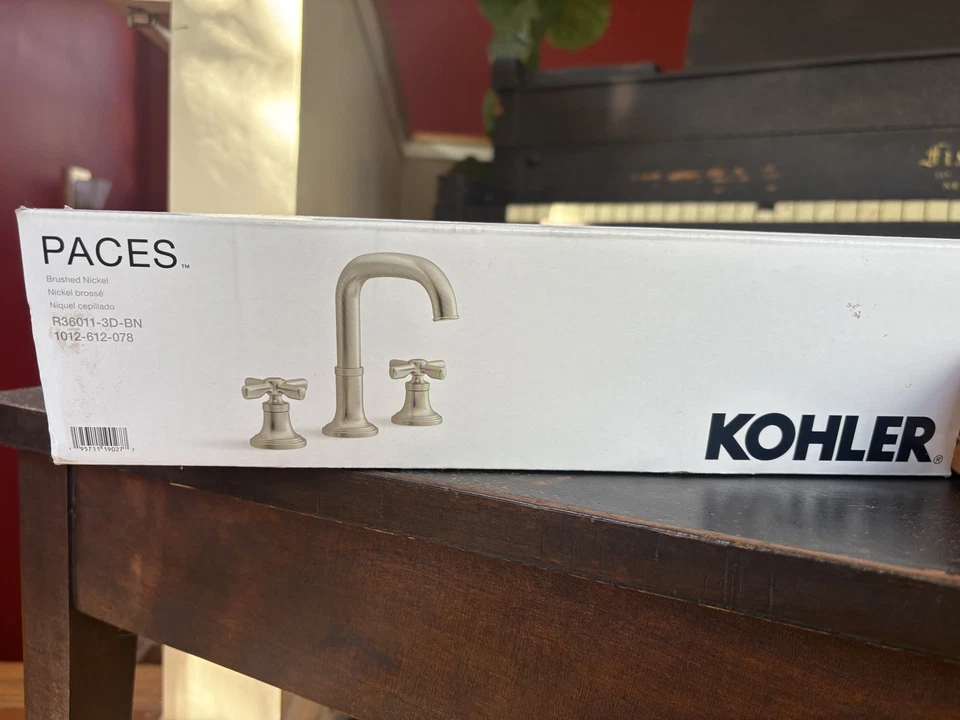 Grifo de baño KOHLER Paces amplio manijas cruzadas níquel cepillado vibrante Foto 4 de 4