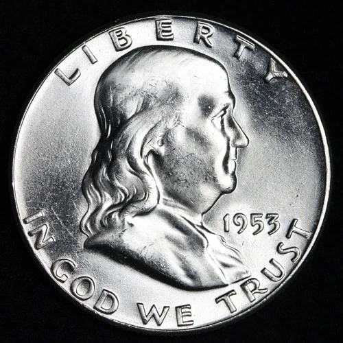 1953 SILVER FRANKLIN HALF DOLLAR  BU ~ BLAST WHITE ~ NICE LUSTER! BETTER DATE