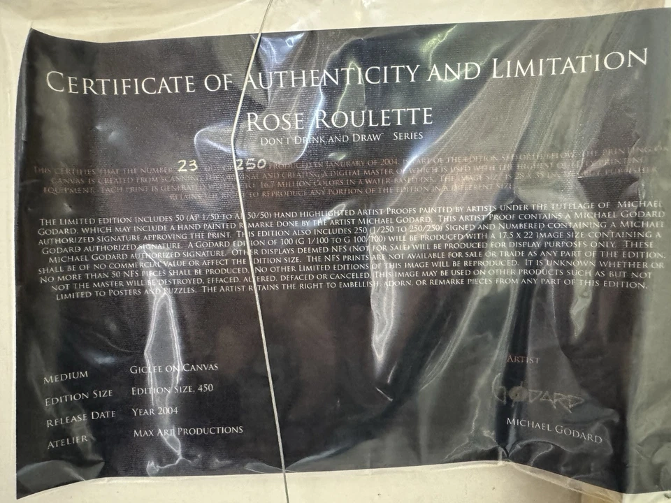 Una pintura original de Michael Godard “Rose Roulette”. Foto 3 de 3