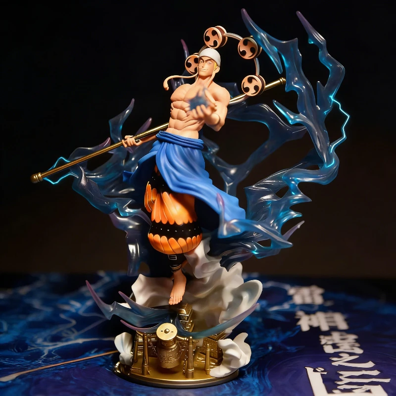 One Piece Enel Thunder God Figure 38cm LED Light Up Statue 2 Heads