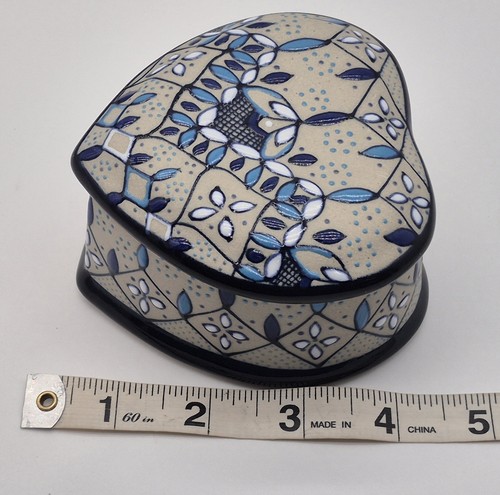 Javier Servin Heart Pottery Trinket Box Bowl Mexico Handmade Signed Dish W Lid - Picture 12 of 15
