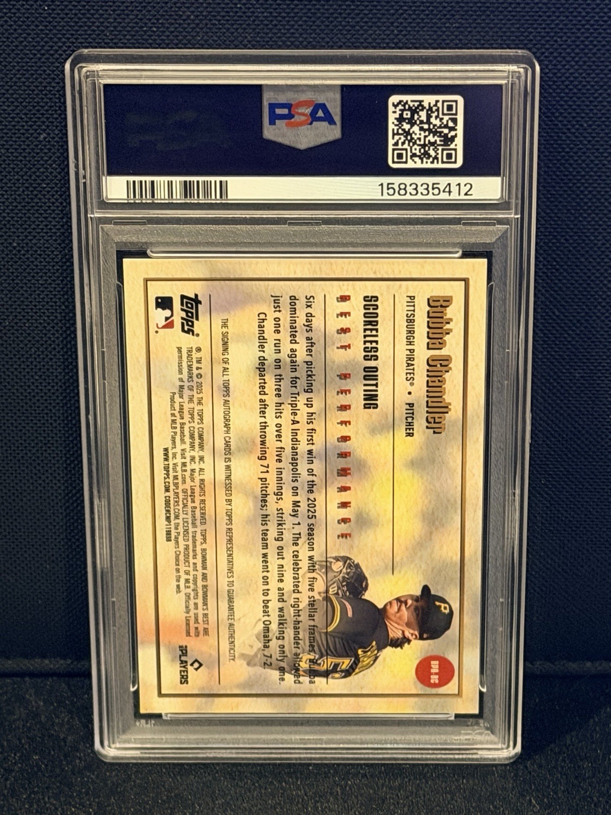 2025 Bowman's Best Bubba Chandler Best Performance Auto /250 PSA 10 BPA-BC view 2