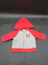 Oshkosh B gosh Infant Unisex Sweater Hoodie Gray Red Size 3 Months Vintage