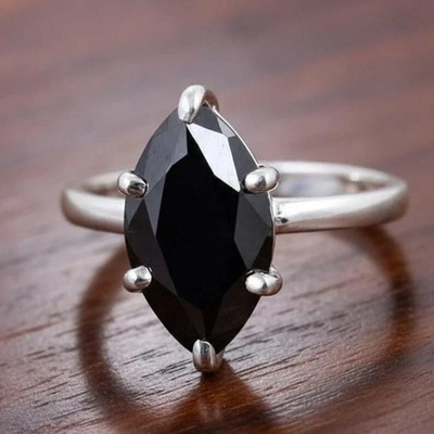#ad #ad Rare 18 Ct Certified Marquise Black Diamond Solitaire Ring 925 Silver For Love $235.00