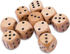 10 Pack Wooden Dice Set - Standard 16mm 6 Sided - Perfect for Board Games and...
