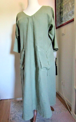 Edles lindgrünes Leinen Kleid von Gianni Moda /Italien Gr. 46 -50