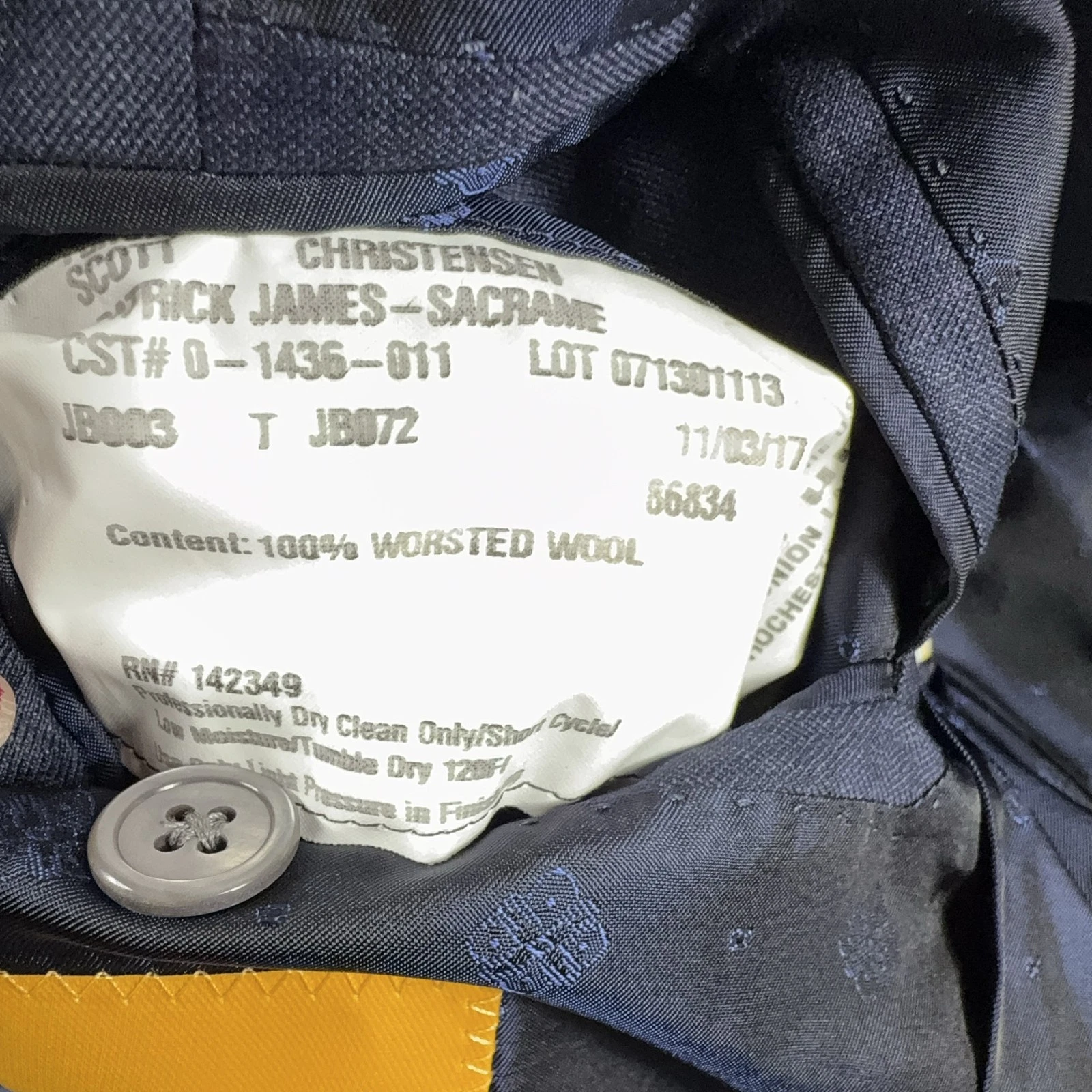 Hickey Freeman Tasmanian Super 150's Blazer Men's Blue Wool Tweed Formal Jacket - product detail image 8