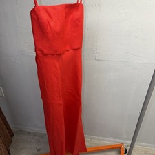 Mango MNG Women's Red Bow Linen Blend Dress Size 4