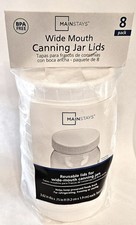 Mainstays 8 Canning Mason Jar Lids Plastic Reusable Wide Mouth Ball Kerr New