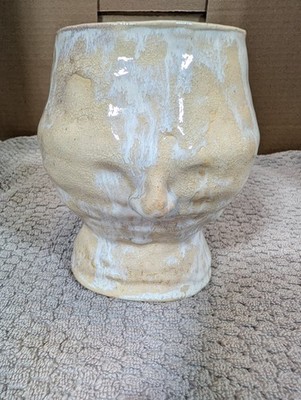 Vintage Mid Century Modern Face Vase Sculptural Head Planter Pot Cream White...