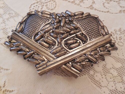 CLASSIC BELT BUCKLE 5 BARREL BULLETS 44 MAGNUM GUNS WEAPON GOLD/SILVER TONE  BB11