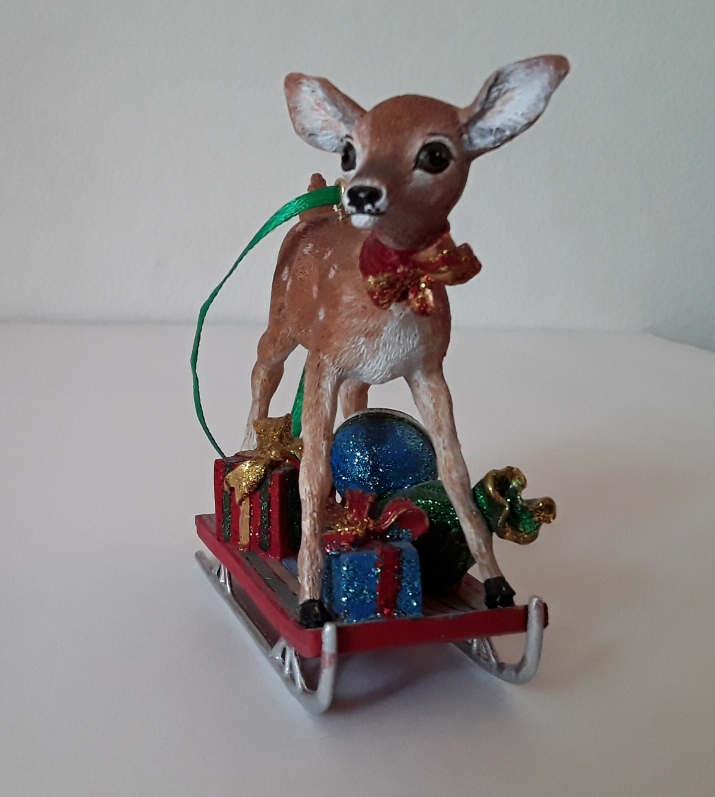The Danbury Mint [Baby Animal Collection] “Fawn on Sled” Christmas