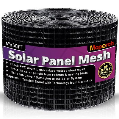 Solar Panel Critter Guard - PVC Coated Galvanized Steel Mesh 6'' x50FT 1/2'' x1...
