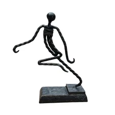 Abstract Metal Chain Sculpture Running/ Dancing Figure On Base 10.25 “