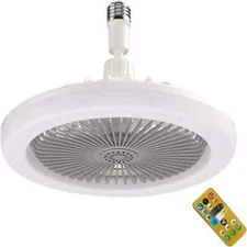 10" Adjustable E27 Socket Ceiling Fan Dimmable LED Light Remote Cooling Fan Lamp
