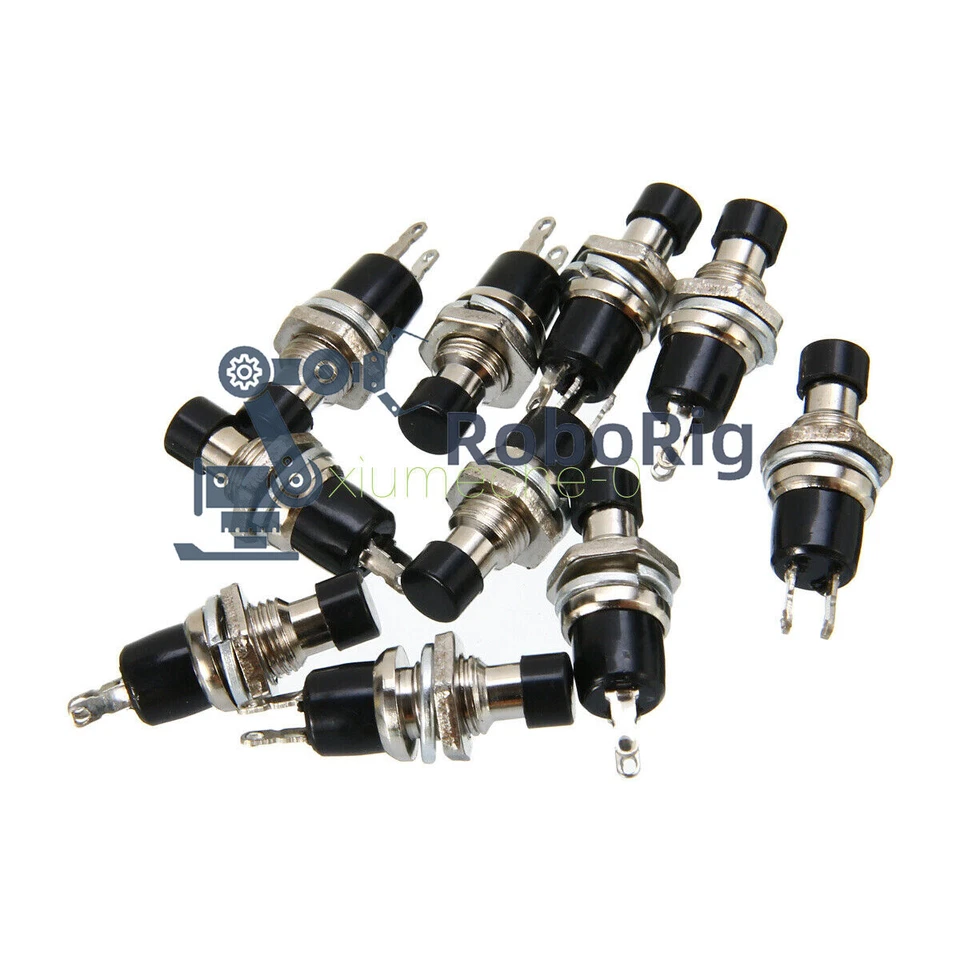 10PCS Black PBS-110 ON/OFF Push button Mini Lockless Momentary Switch - Image 2 of 4