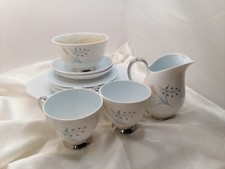 English "Glade" Queen Anne ~ Vintage Fine Bone China Pale Blue Tea Set