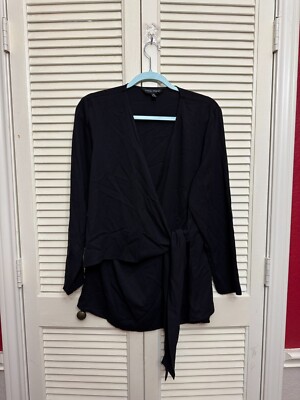 Ming Wang Sweater Women s large M black minimalist  workwear career cardigan