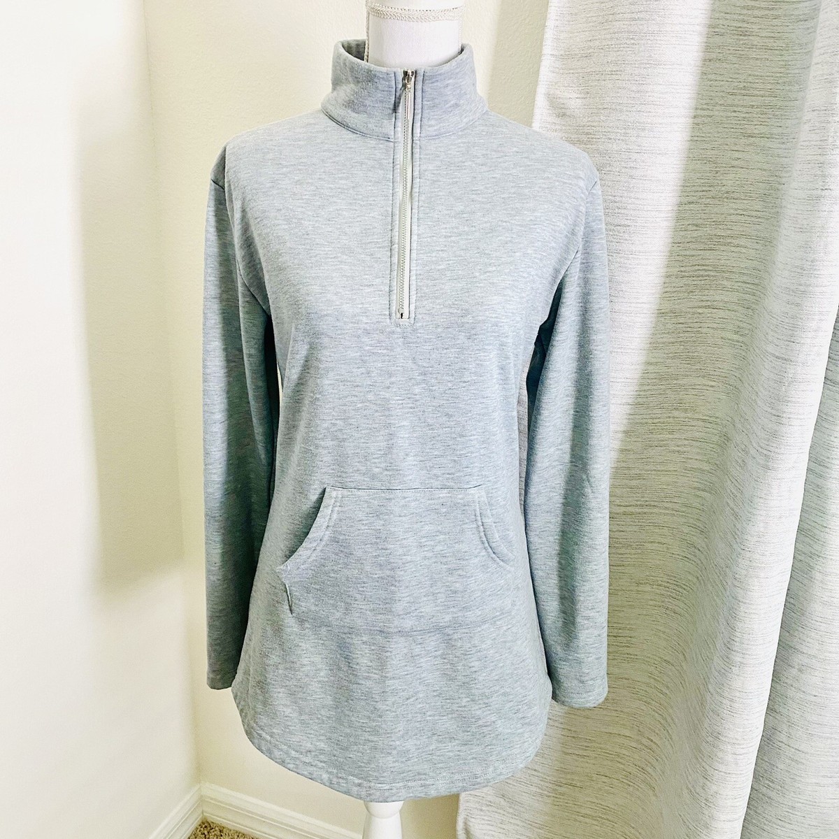 Nearkin Pullover Gray Sweatshirt Women's Size XL Fitted 1/4 Nearkin Pullover Gray Sweatshirt Women's Size XL Fitted 1/4