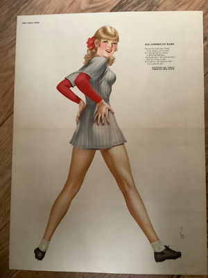 Original September 1944 Varga Esquire Girl Pinup Gatefold ''All American Babe''
