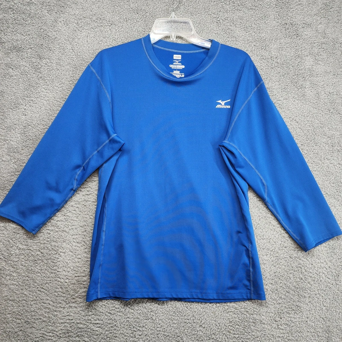 Mizuno Active Wear T-Shirt Women L Large Blue 3/4 Sleeve