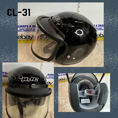 hjc cl 31 helmet hjc cl-31 unisex w/visor open face helmet black face shield