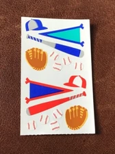 2 x 3" MRS GROSSMAN STICKERS: VINTAGE BASEBALL BAT GLOVE BALLS PENNANTS HATS *