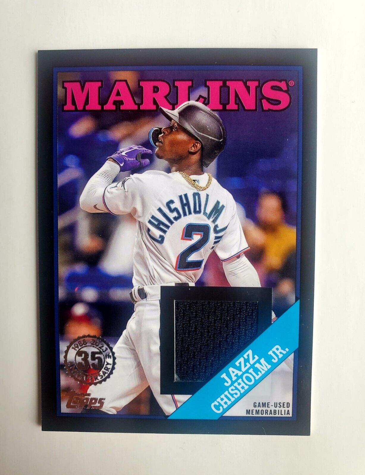 2023 Topps Series 1 JAZZ CHISHOLM JR. 1988 BLACK JERSEY RELIC MARLINS  139/199