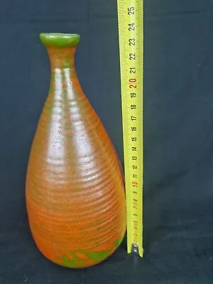 Acheter Ancien Vase Signé Céramique À Identifier Israël Orange Et Vert