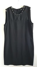 Zara Woman Black Shift Dress Button Back Rivets Studs Sleeveless Small