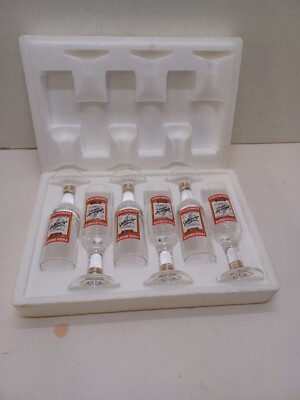 Vintage Stolichnaya Russian Vodka Stemmed Upside Down 5'' Shot Glasses Lot of 6