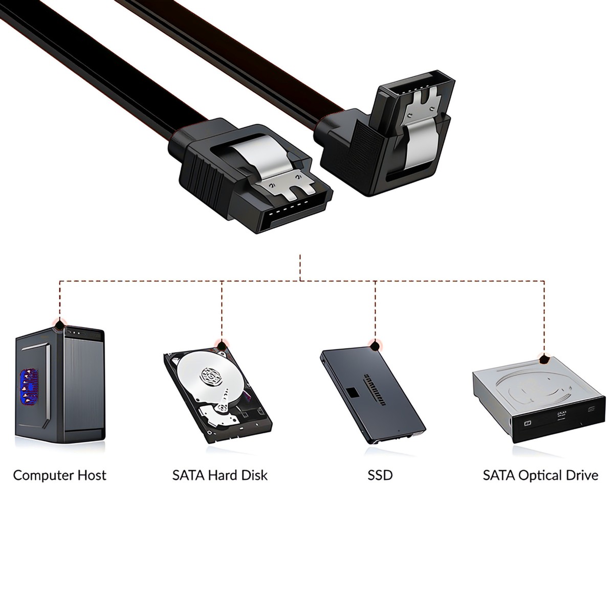 Cavo Dati SATA 3 Speedlink 0,45m | Connettore Angolato 90° Per HDD/SSD | 6 Gbit/s | Marchio Tedesco