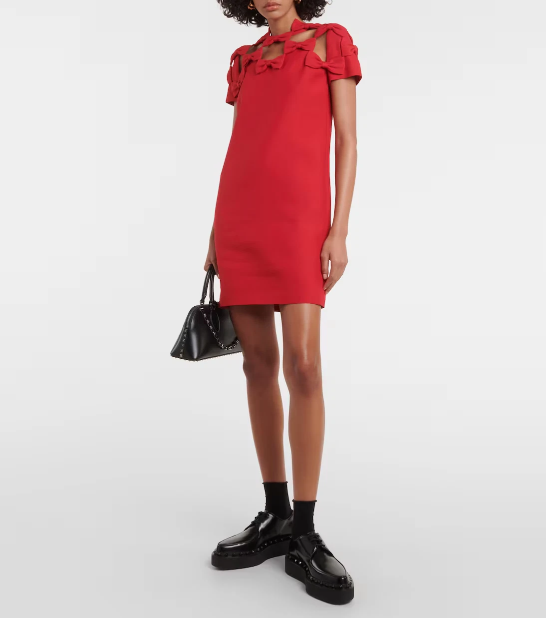 Abito rosso Valentino nuovo con etichette minidress crêpe couture dettaglio fiocco taglia 48 12 US