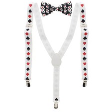 Zac's Alter Ego  Men's Matching Playing Cards Suspenders  Pre-Tied Bow Tie