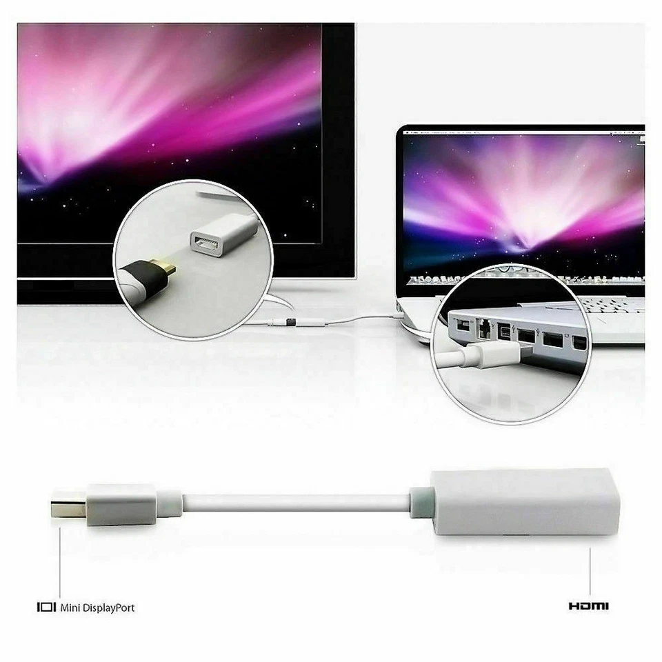 Mini Display Port DP Thunderbolt to HDMI Adapter Cable For Laptop Desktop PC - Image 3 of 4