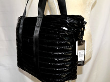 New W/tag Tahari Wooster Quilted Travel Shoulder Bag Black/light Nylon/crossbody