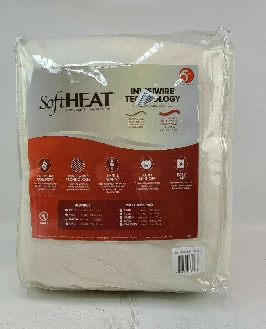 Perfect Fit SoftHeat Micro-Fleece Electric Heated Blanket Size Queen New  Natural 38533757634 | eBay