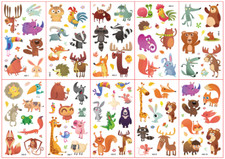 10 X Kids Animal Temporary Waterproof Tattoos Stickers Removable US (AB)