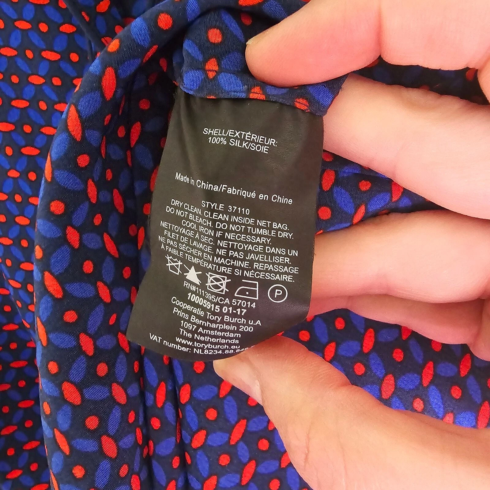 Abito Camicia Tory Burch Seta Rylie Navy Sea Ocho Rios Cintura Taglia 2