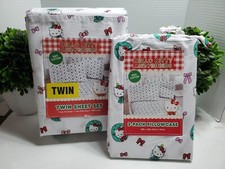 Hello Kitty Twin 5 Pc. Sheet Set Christmas Wreaths  Bows    Cotton Bedding NEW