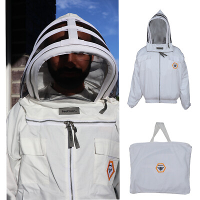 Beekeeping Cotton Ventilated Beekeeper Jacket Bee Hat Fencing Veil w/Bag X-Large