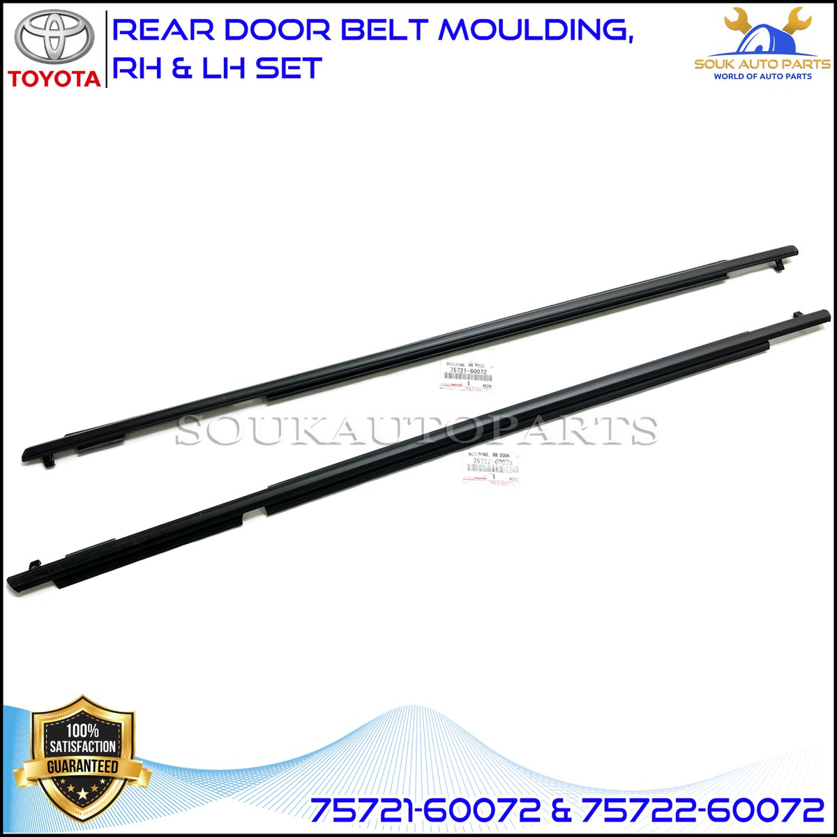 75721-60072 & 75722-60072 GENUINE TOYOTA REAR DOOR BELT MOULDING