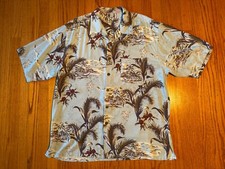 Vintage Loop collar Hawaiian Shirt Men  s Size Large Light Blue