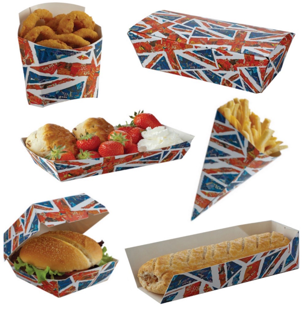 Union Jack British Fish Chips Fast Food Take Away Disposable Fun  Packaging