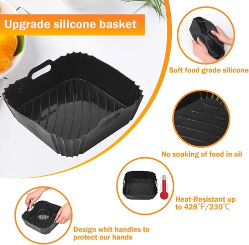 2PCS Silikonform Heißluftfritteuse Für Cosori, Silikoneinsatz Für 23cm Friteuse - Bild 6 von 14